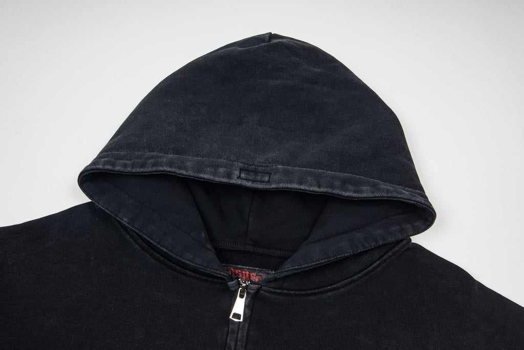 Godspeed Washed Gothic Graphic Full-Zip Hoodie ¡ª detail