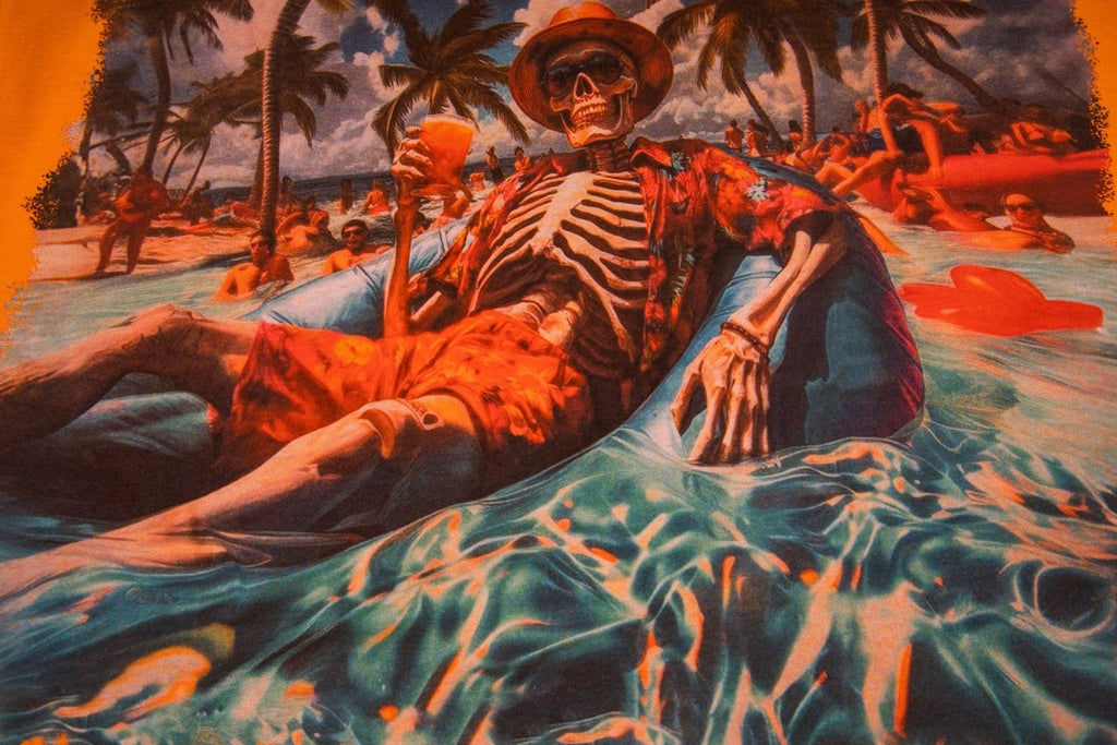 Godspeed Beach Skeleton Graphic T-Shirt ¡ª detail