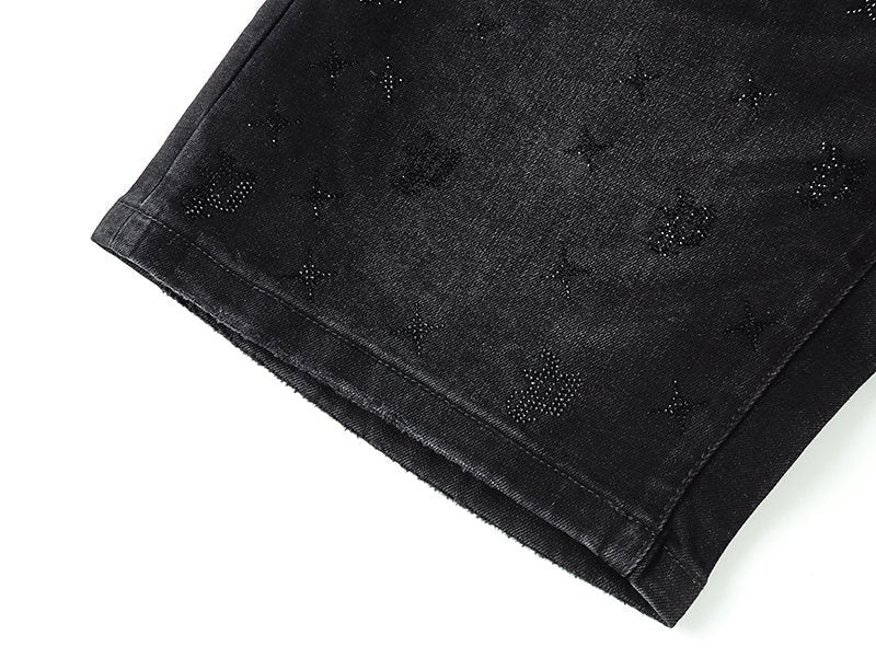 Purple Brand Star Embellished Denim Shorts ¡ª detail