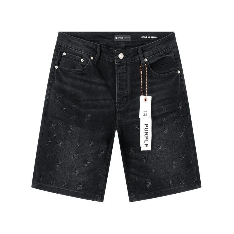 Purple Brand Star Embellished Denim Shorts ¡ª hero