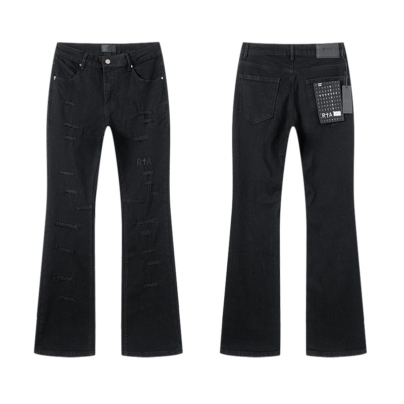 RTA Black Distressed Flared Jeans ¡ª hero