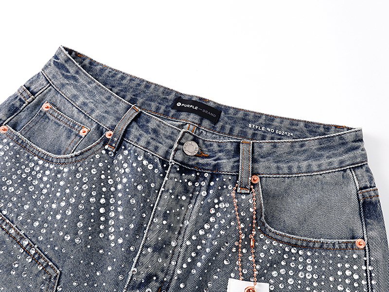 Purple Brand Rhinestone Splatter Denim Shorts ¡ª detail