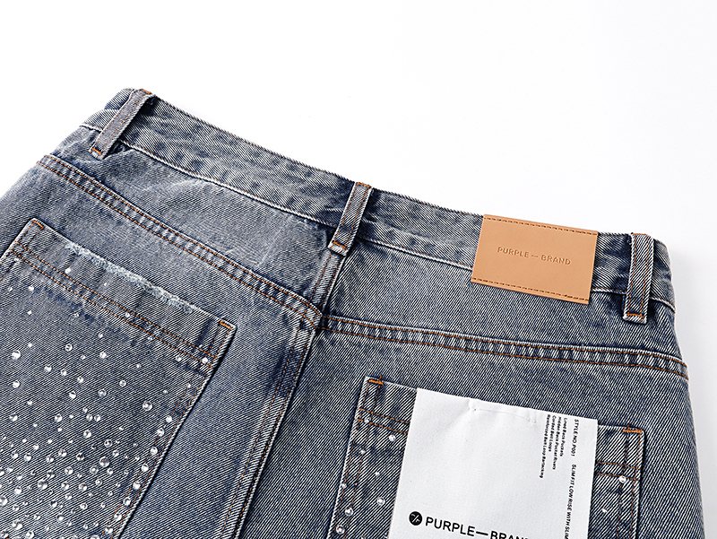 Purple Brand Rhinestone Splatter Denim Shorts ¡ª detail