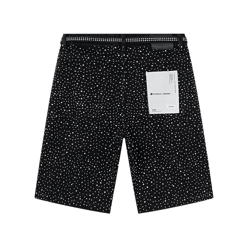 Purple Brand Rhinestone Denim Shorts ¡ª back