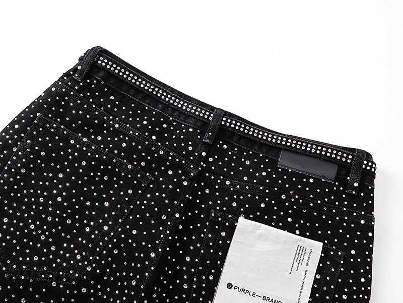 Purple Brand Rhinestone Denim Shorts ¡ª detail