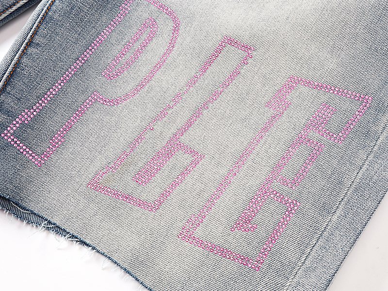 Purple Brand Light Blue Embroidered Denim Shorts ¡ª detail