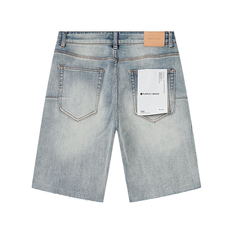 Purple Brand Light Blue Embroidered Denim Shorts ¡ª back
