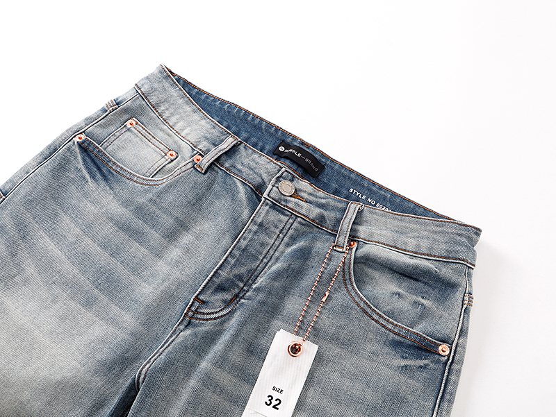 Purple Brand Light Blue Embroidered Denim Shorts ¡ª detail