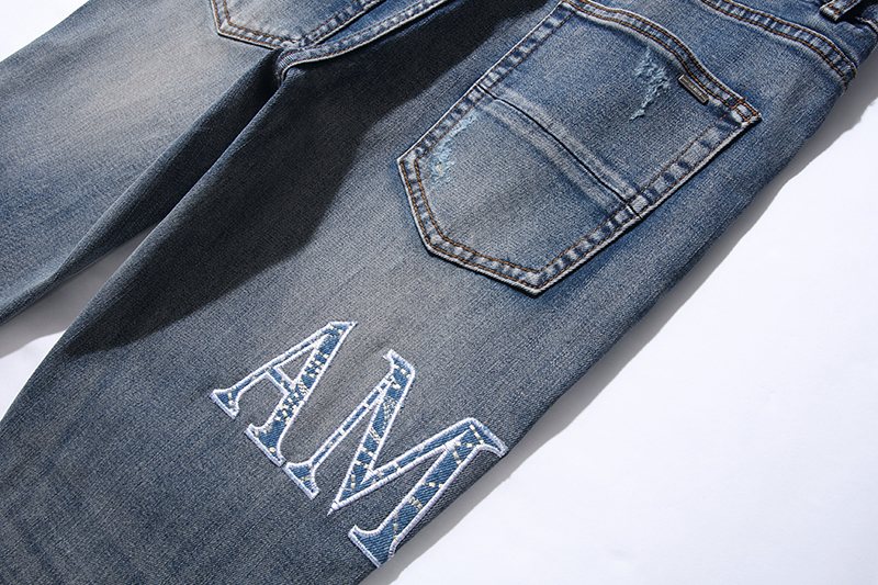 AMIRI Blue Washed Embroidered Jeans ¡ª detail
