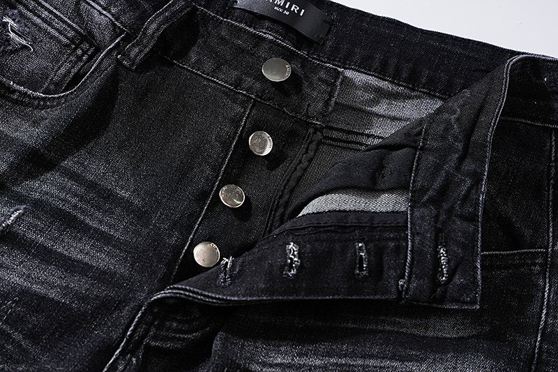 AMIRI Black Distressed Letter Graphic Jeans ¡ª detail