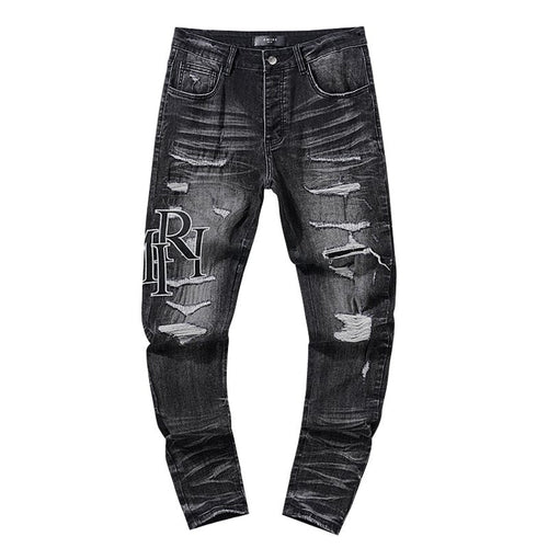 AMIRI Black Distressed Letter Graphic Jeans ¡ª hero