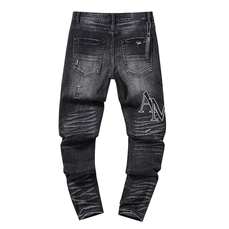 AMIRI Black Distressed Letter Graphic Jeans ¡ª back