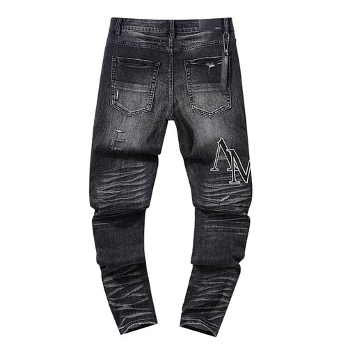 AMIRI Black Distressed Letter Graphic Jeans ¡ª back