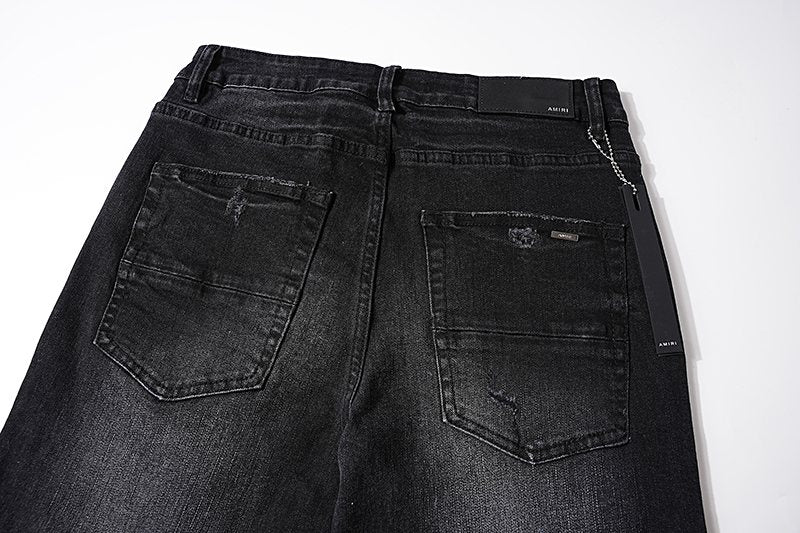 AMIRI Black Washed Distressed Jeans ¡ª detail