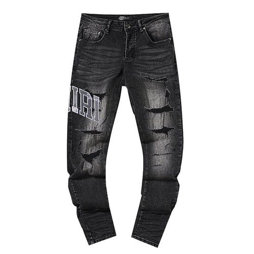 AMIRI Distressed Washed Black Graphic Jeans ¡ª hero