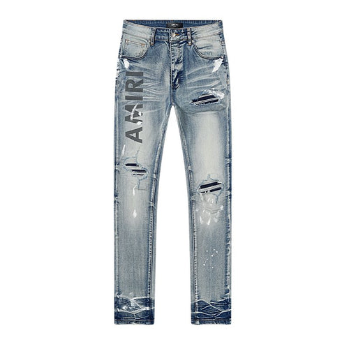 AMIRI Distressed Light Blue Jeans ¡ª front
