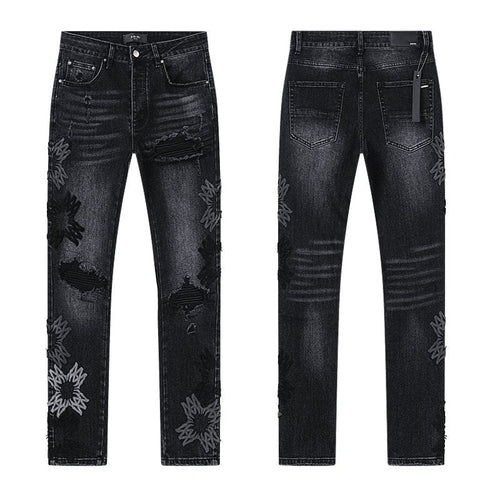 AMIRI Black Floral Distressed Jeans ¡ª hero