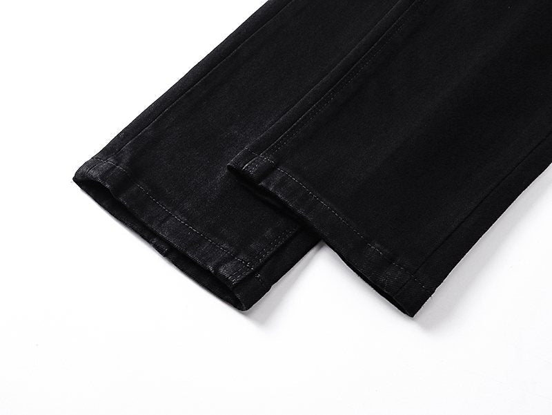 R+A Play/Pause Embroidered Black Jeans ¡ª detail