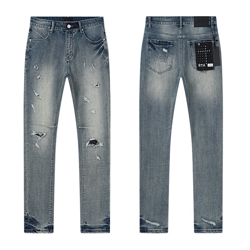 R+A Distressed Blue Embroidered Pocket Jeans ¡ª hero