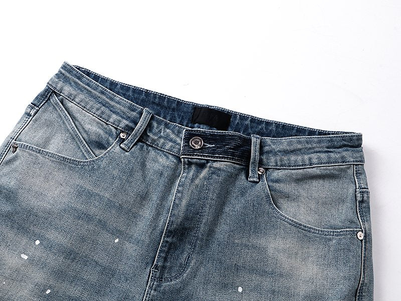 R+A Light Blue Distressed Paint Speckle Jeans ¡ª detail