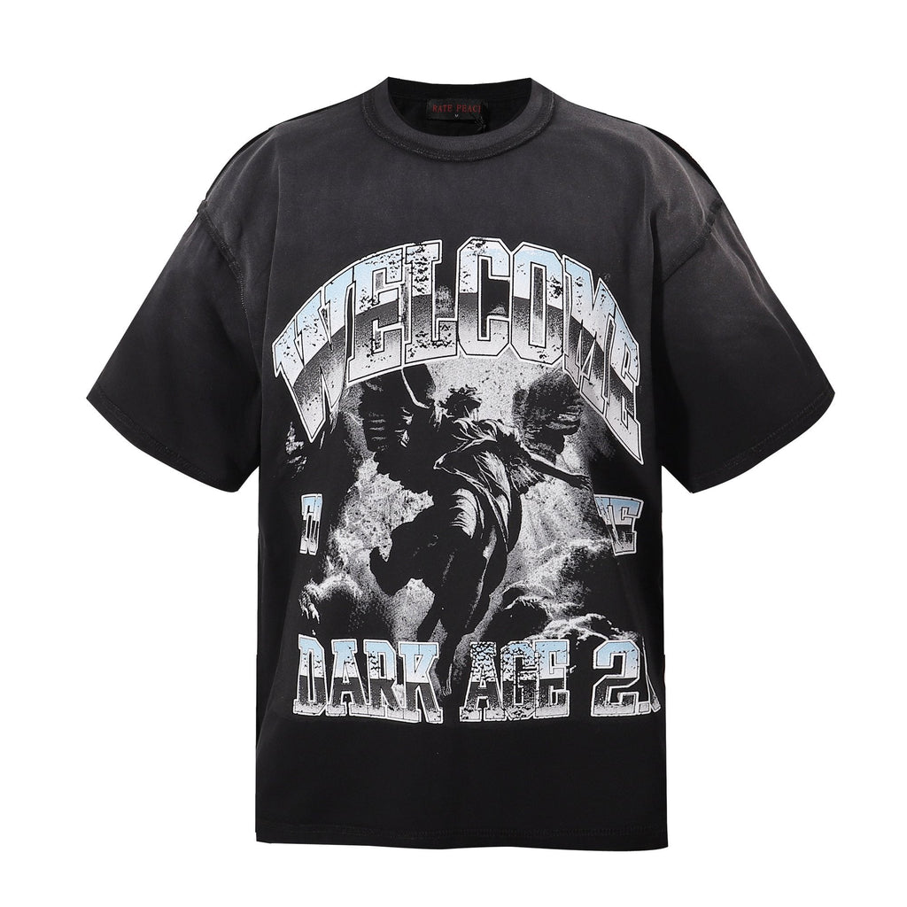 RARE PEACE Dark Age Washed Black Graphic T-Shirt ¡ª hero