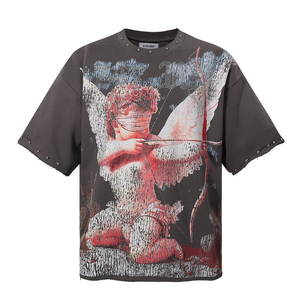 KLEEP Cherub Studded Trim Graphic T-Shirt ¡ª front