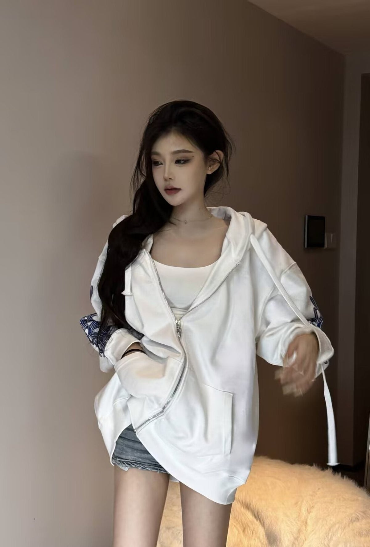 Chrome Hearts Blue Sleeve Graphic Zip Hoodie ¡ª context