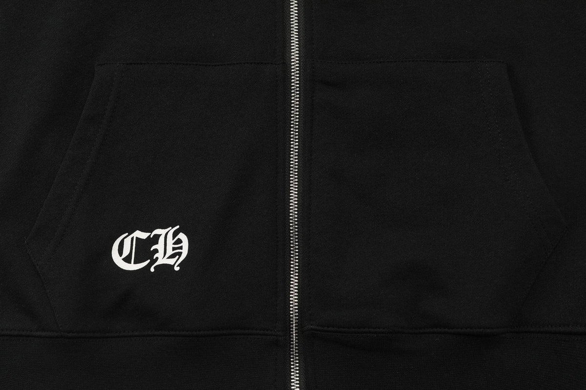 Chrome Hearts Blue Sanskrit Cross Zip Hoodie ¡ª detail