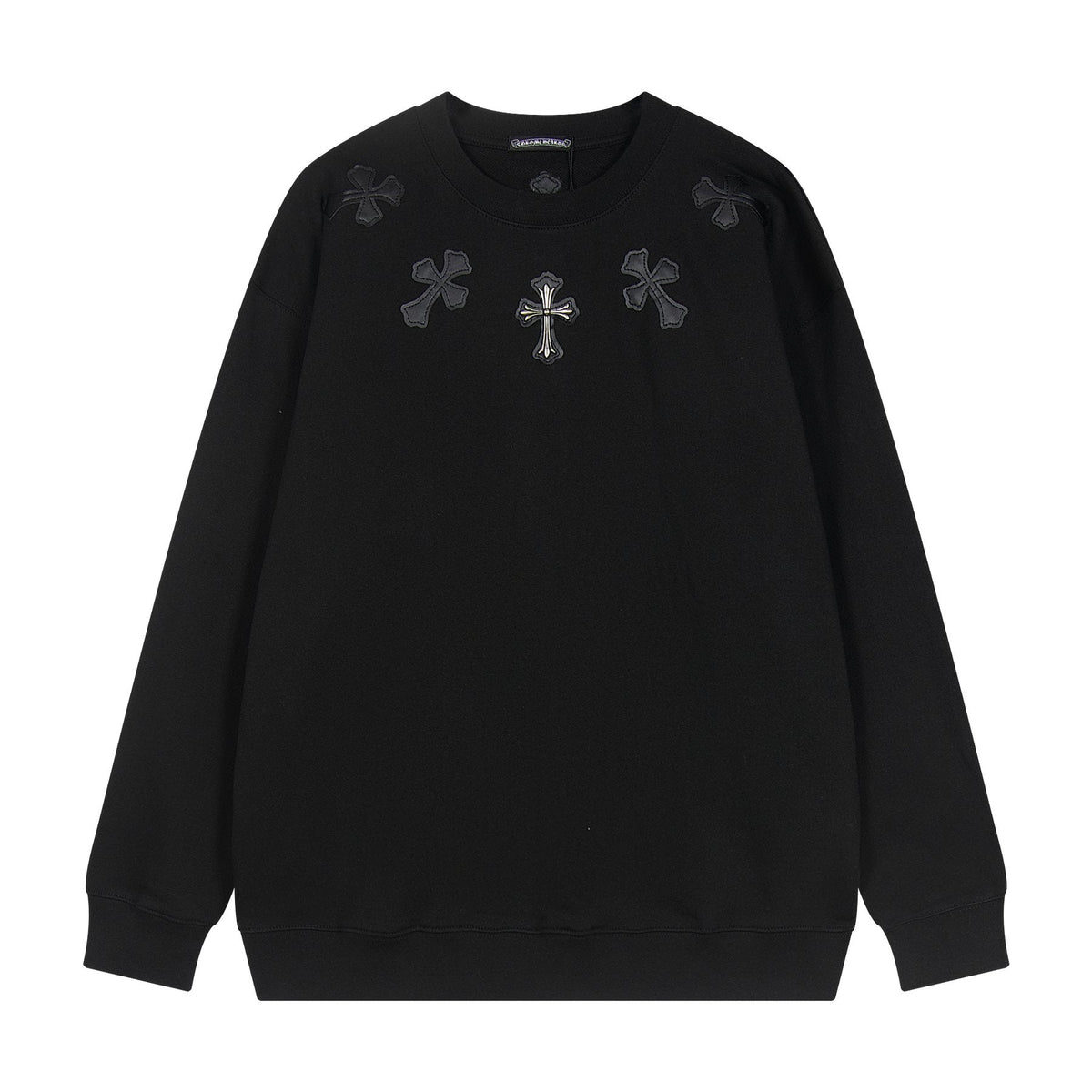 Chrome Hearts Leather Cross Metal Detail Crewneck Sweatshirt ¡ª front