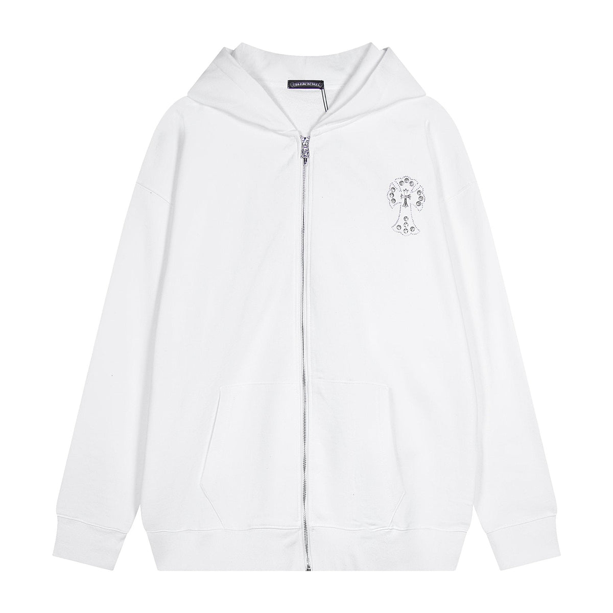 Chrome Hearts Floral Cross Graphic Full-Zip Hoodie ¡ª front