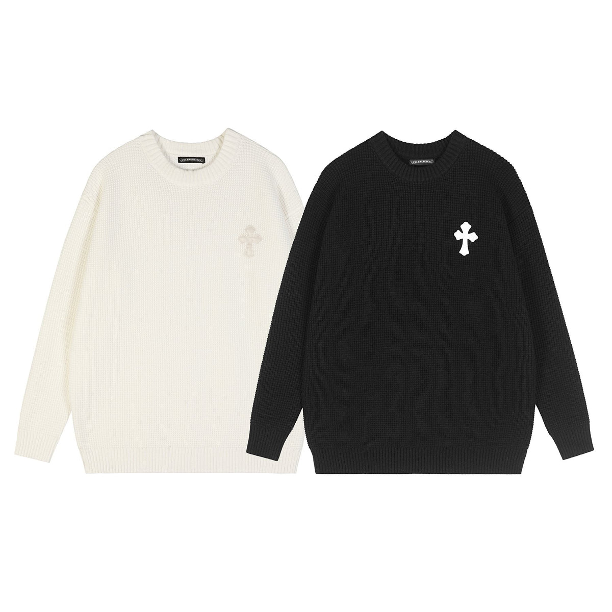 Chrome Hearts Slogan Patch Waffle Knit Crewneck Sweater ¡ª comparison
