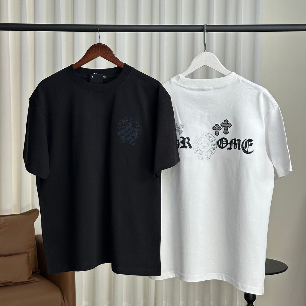 Chrome Hearts Rhinestone Slogan Graphic T-Shirt ¡ª comparison
