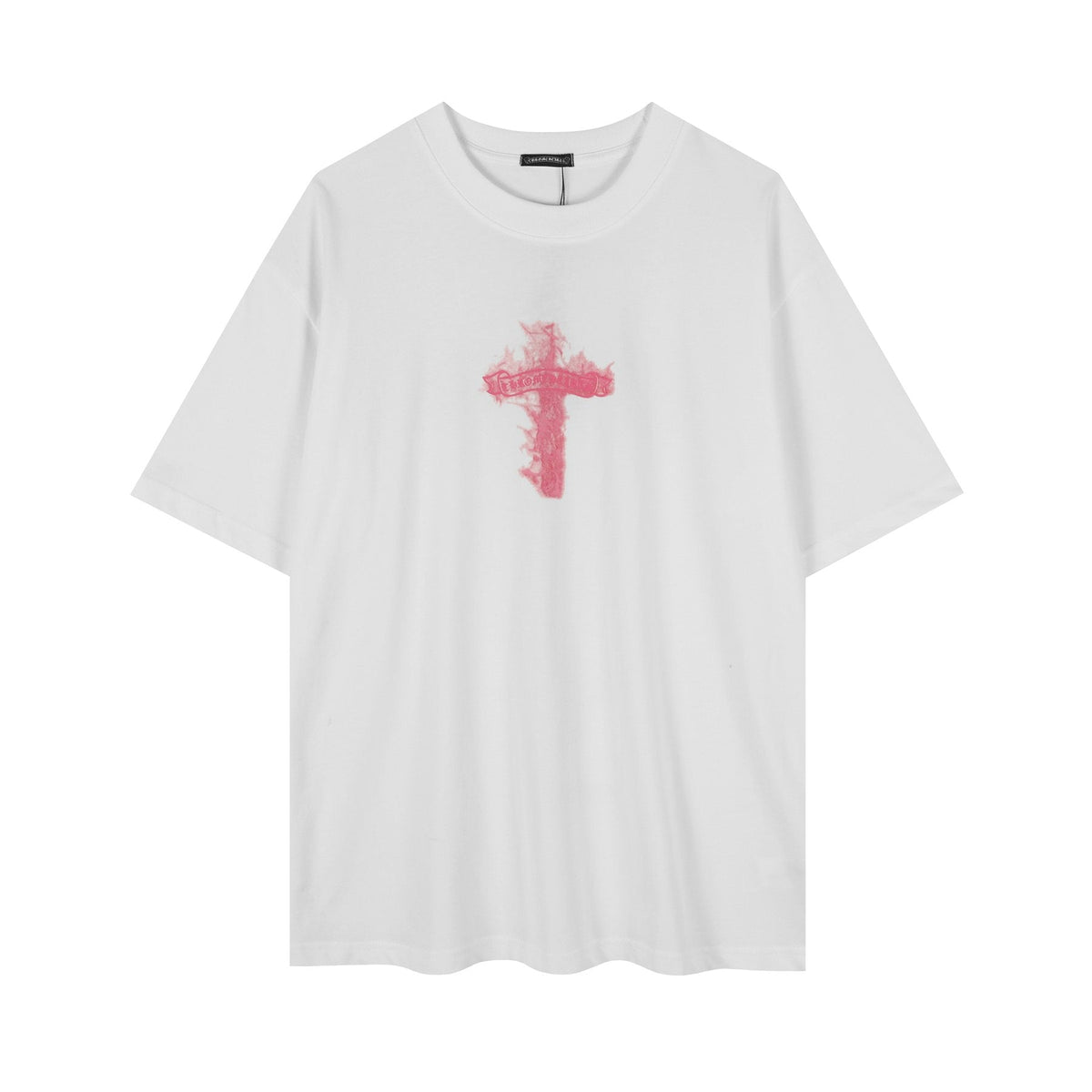 Chrome Hearts Pink Flame Cross Graphic T-Shirt ¡ª front