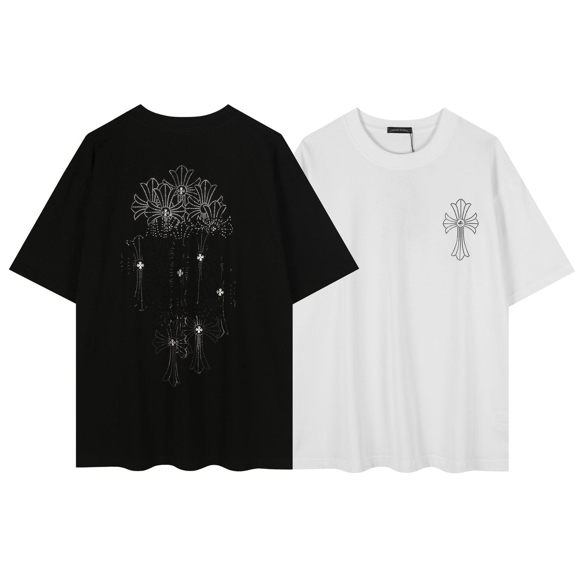 Chrome Hearts Firework Rhinestone Cross Graphic T-Shirt ¡ª comparison