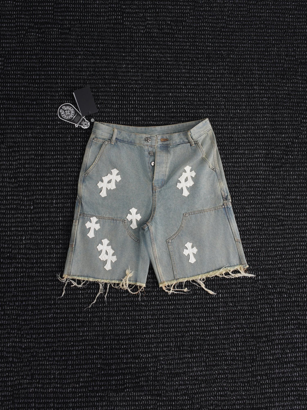 Chrome Hearts Cross Patch Light Blue Denim Shorts ¡ª hero