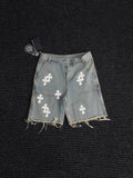 Chrome Hearts Cross Patch Light Blue Denim Shorts ¡ª hero