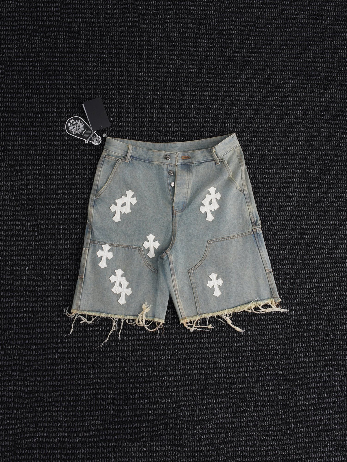Chrome Hearts Cross Patch Light Blue Denim Shorts ¡ª hero