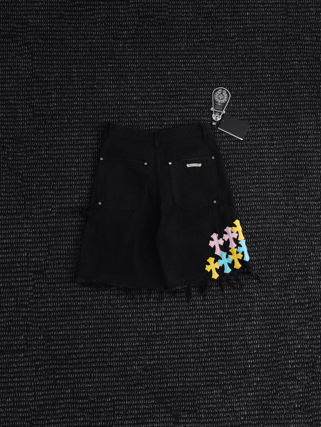 Chrome Hearts Cross Appliqu¨¦ Black Shorts ¡ª back