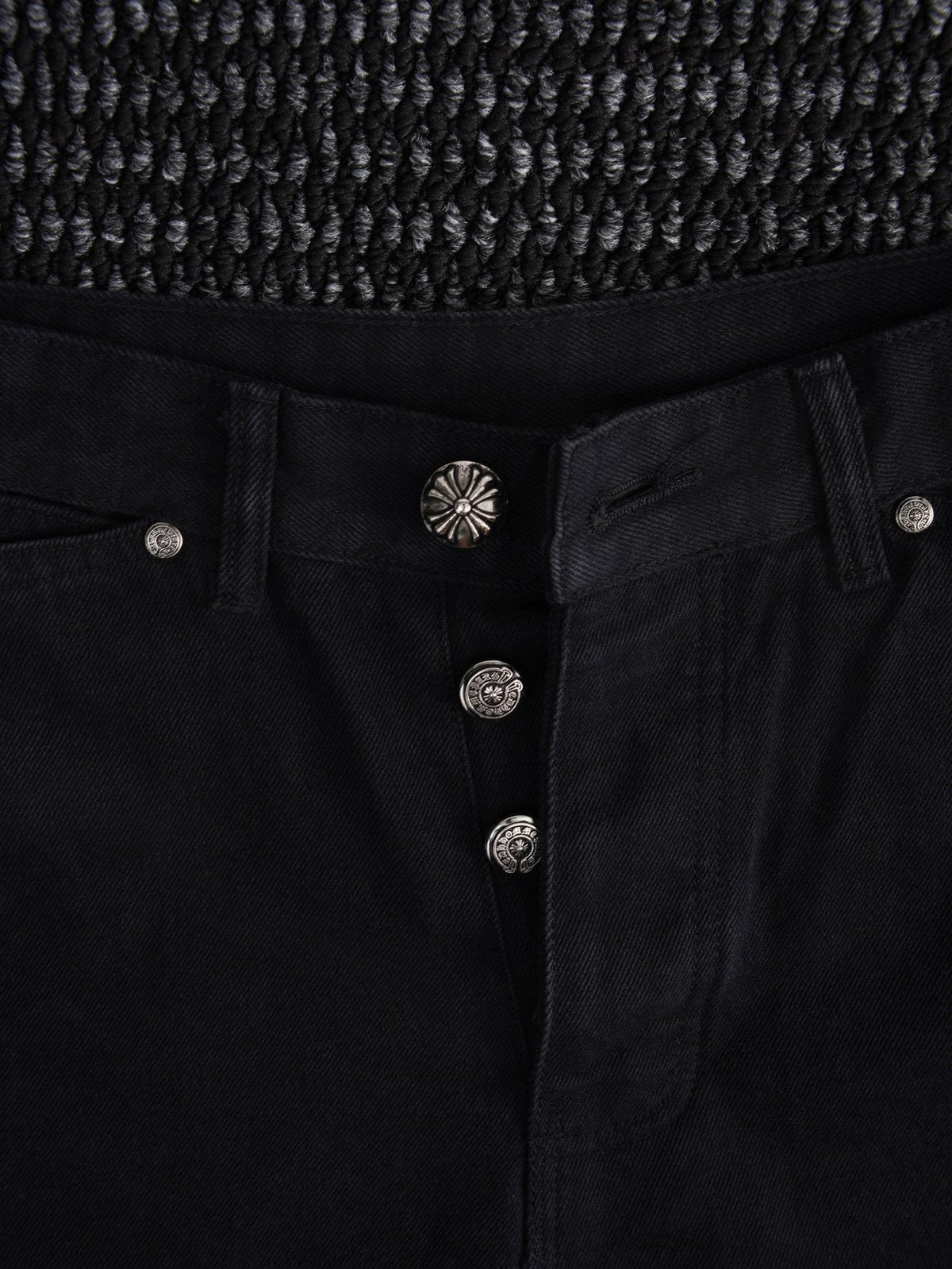 Chrome Hearts Orange Cross Patch Denim-Style Shorts ¡ª detail