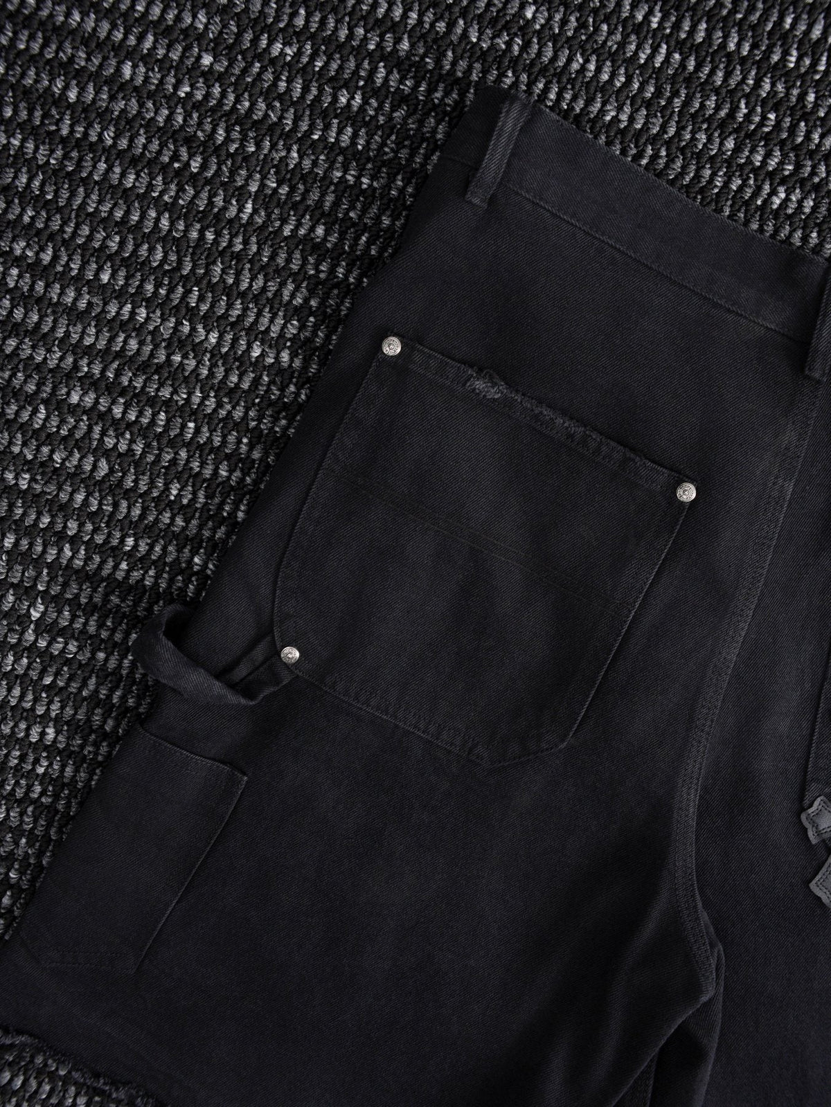 Chrome Hearts Black Graphic Appliqu¨¦ Denim Cargo Shorts ¡ª detail