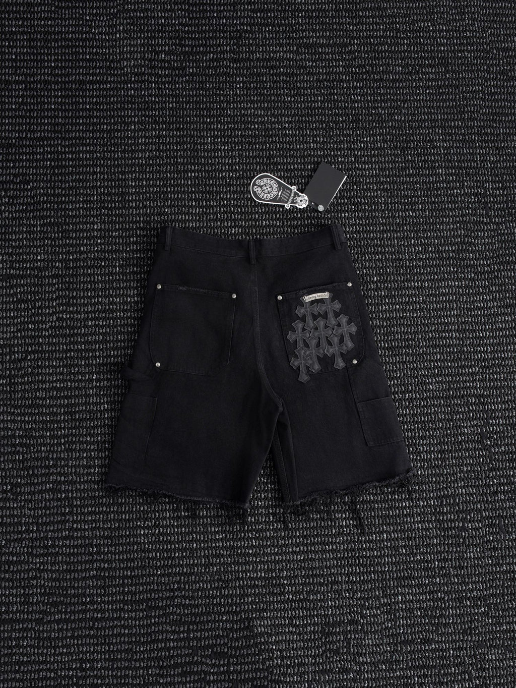 Chrome Hearts Black Graphic Appliqu¨¦ Denim Cargo Shorts ¡ª hero