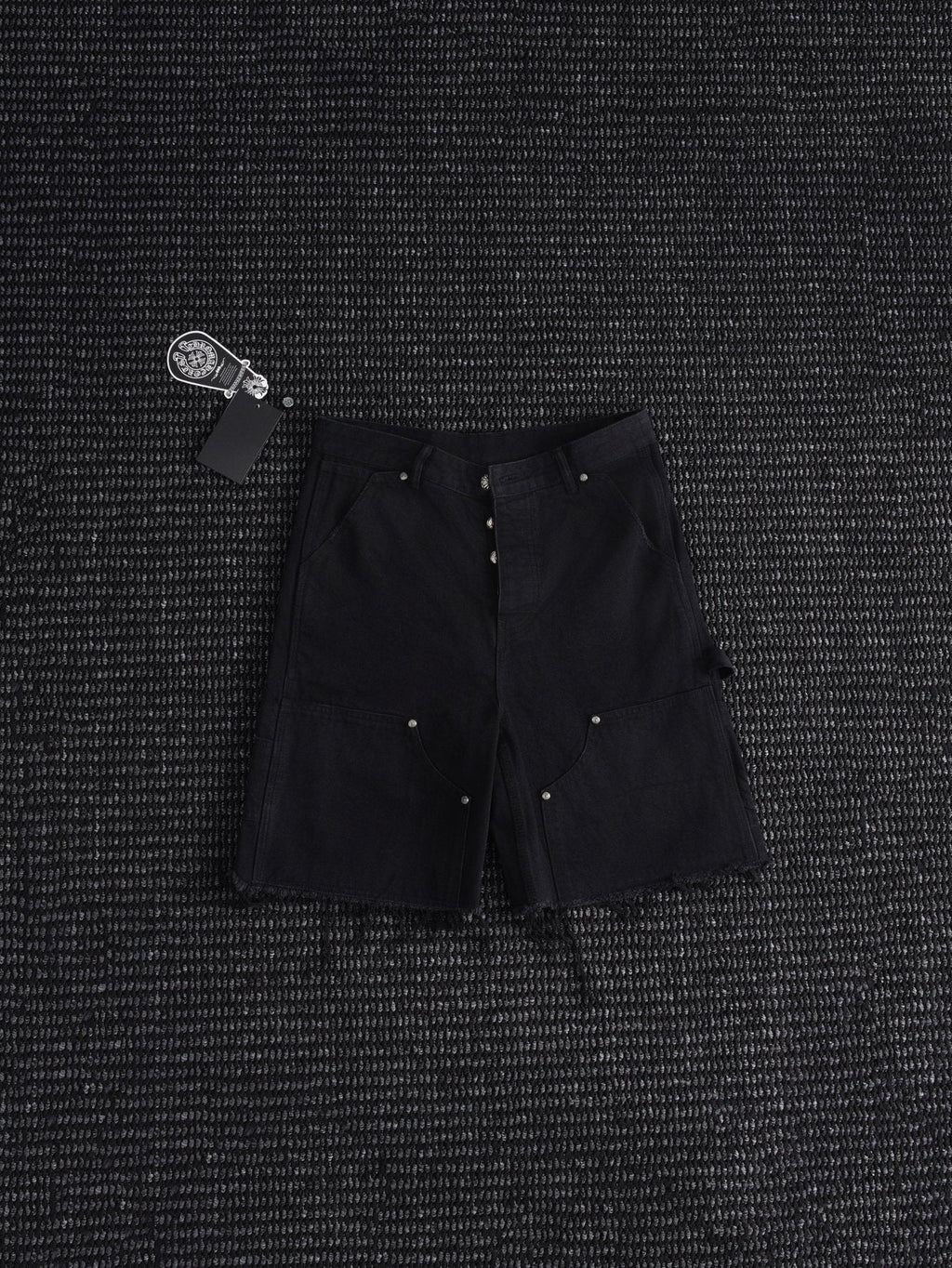 Chrome Hearts Black Graphic Appliqu¨¦ Denim Cargo Shorts ¡ª back