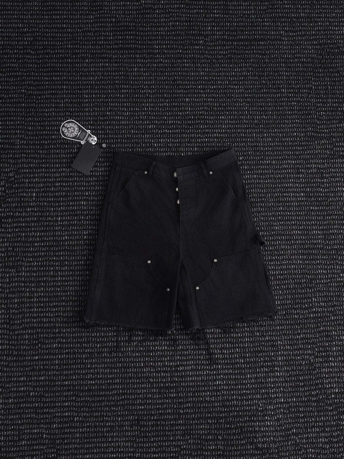 Chrome Hearts Black Graphic Appliqu¨¦ Denim Cargo Shorts ¡ª back