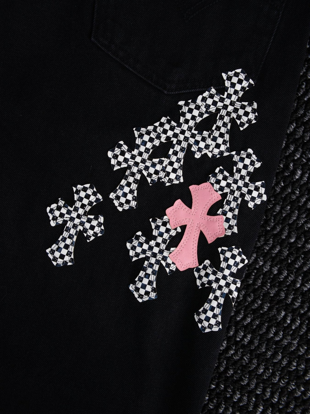 Chrome Hearts Cross Graphic Black Denim Pants ¡ª detail