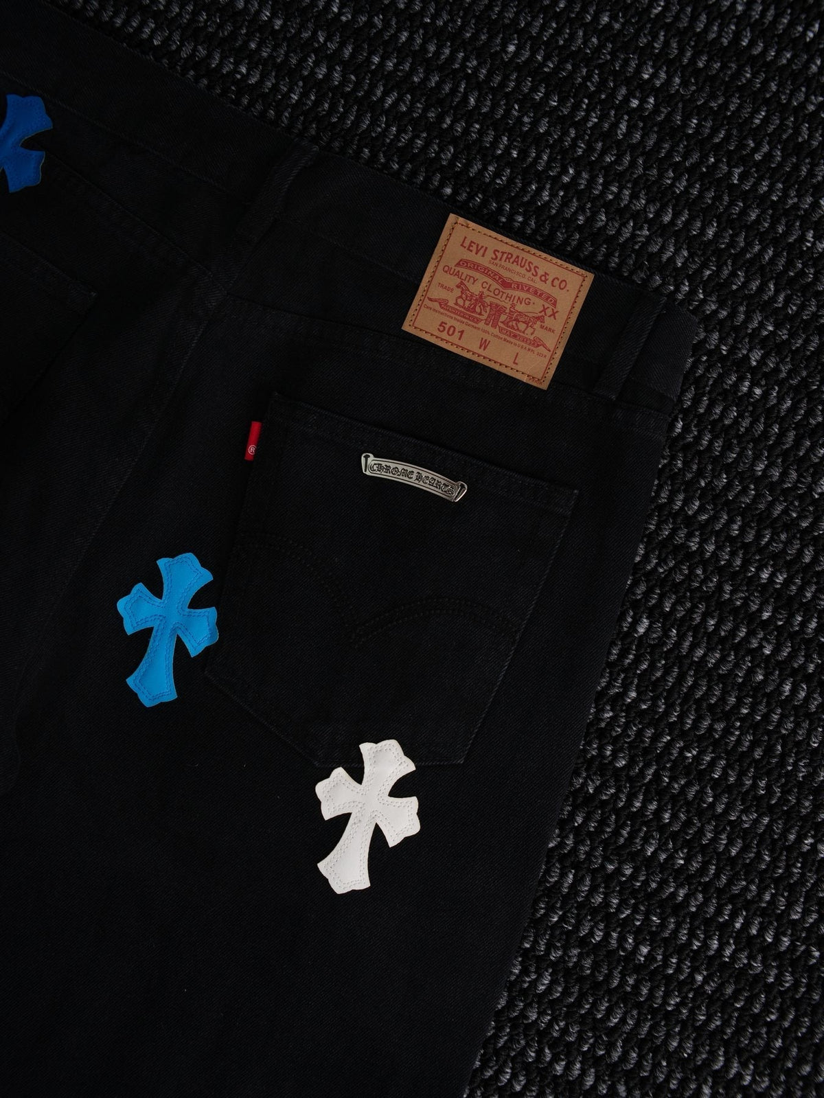 Chrome Hearts Cross Patch Black Jeans ¡ª detail