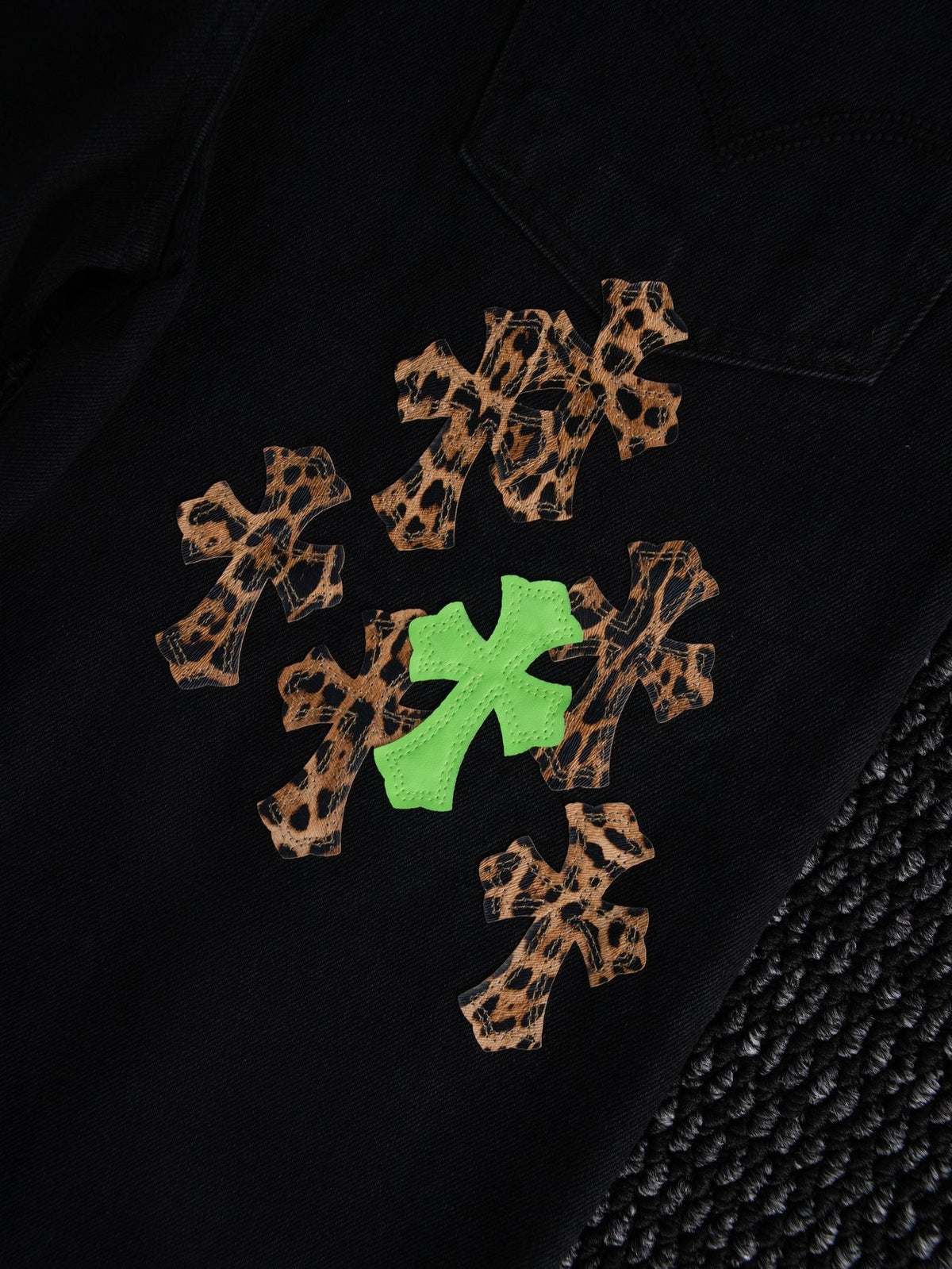 Chrome Hearts Leopard Cross Graphic Denim Pants ¡ª detail