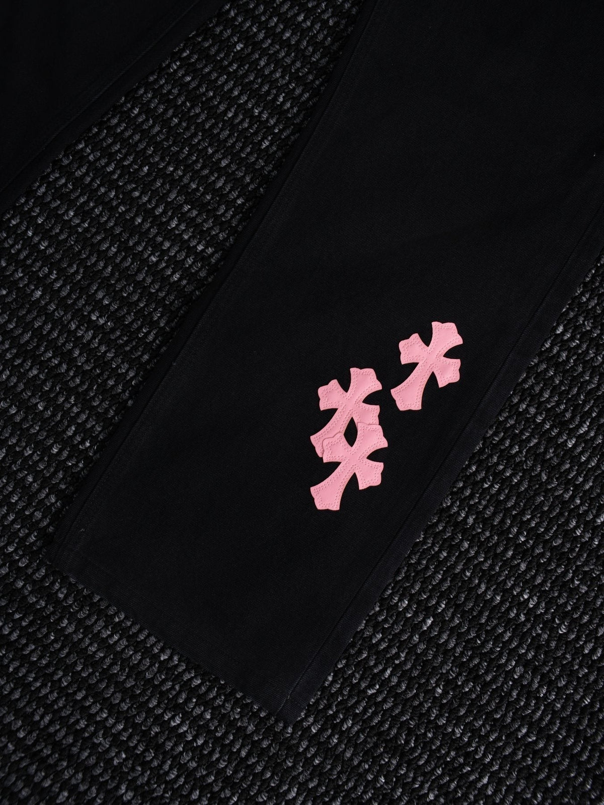 Chrome Hearts Pink Cross Patch Black Jeans ¡ª detail