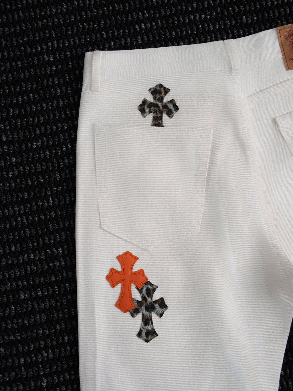 Chrome Hearts Cross Patch White Jeans ¡ª detail