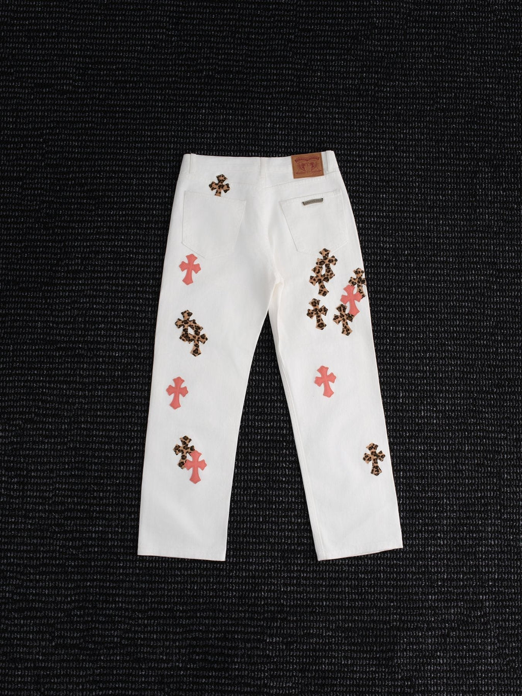 Chrome Hearts Leopard Cross Patch White Jeans ¡ª back