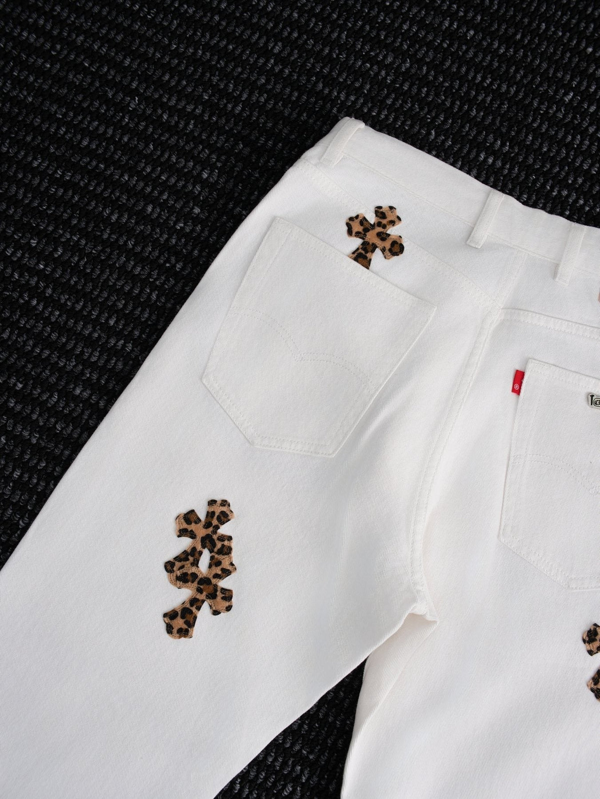 Chrome Hearts White Cross Applique Graphic Jeans ¡ª detail